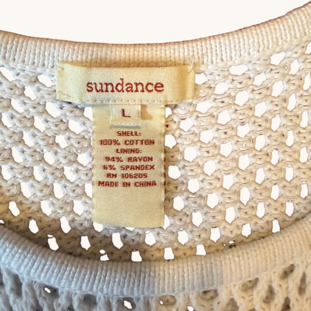 SUNDANCE Women's Crochet Knit Dress Large White Open Stitch Tank Resort - Picture 4 of 10